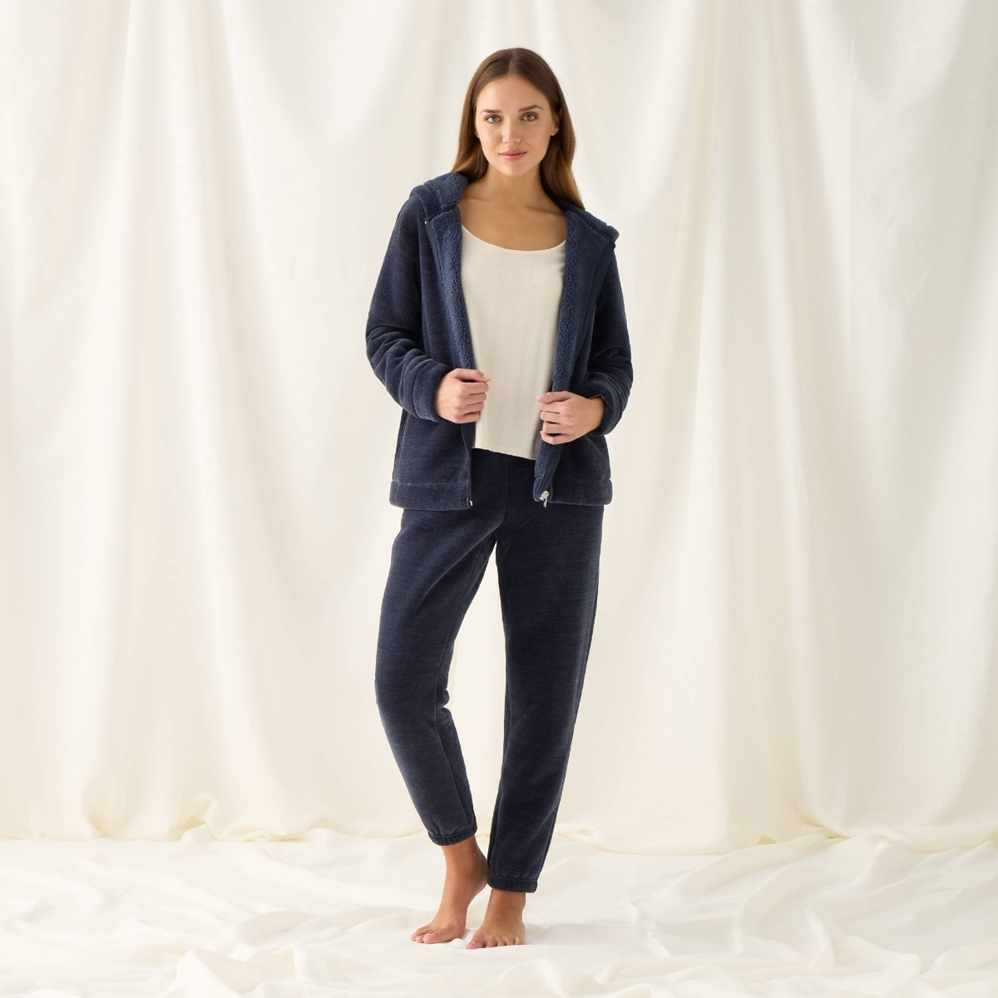 Pantalón de chenilla con borreguito Silvi color azul Poliéster