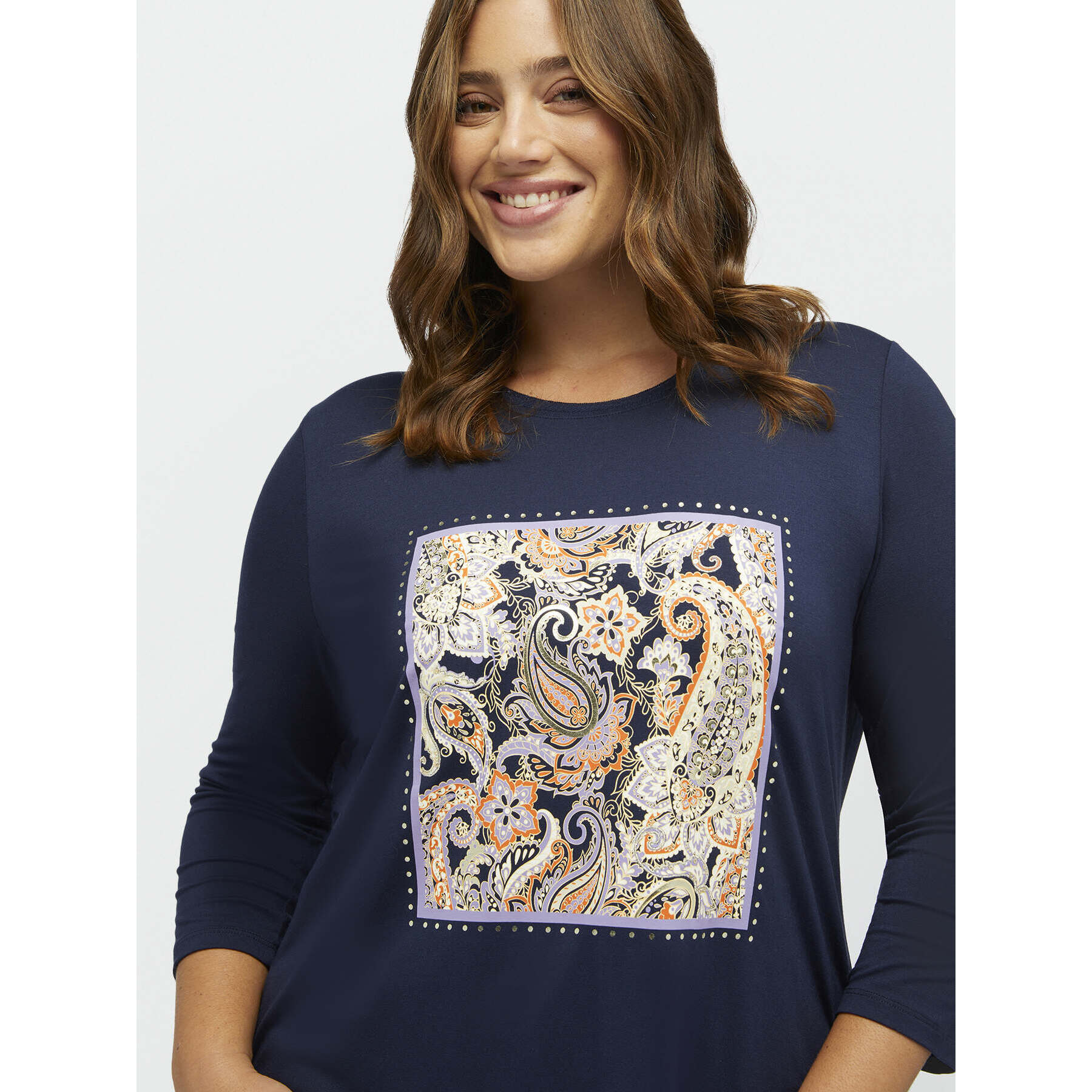 Fiorella Rubino - Camiseta LENZING™ ECOVERO™ de viscosa paisley - Azul