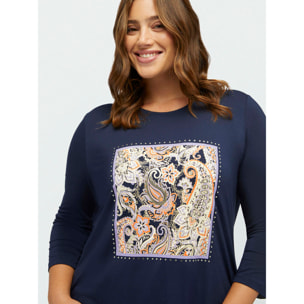 Fiorella Rubino - Camiseta LENZING™ ECOVERO™ de viscosa paisley - Azul