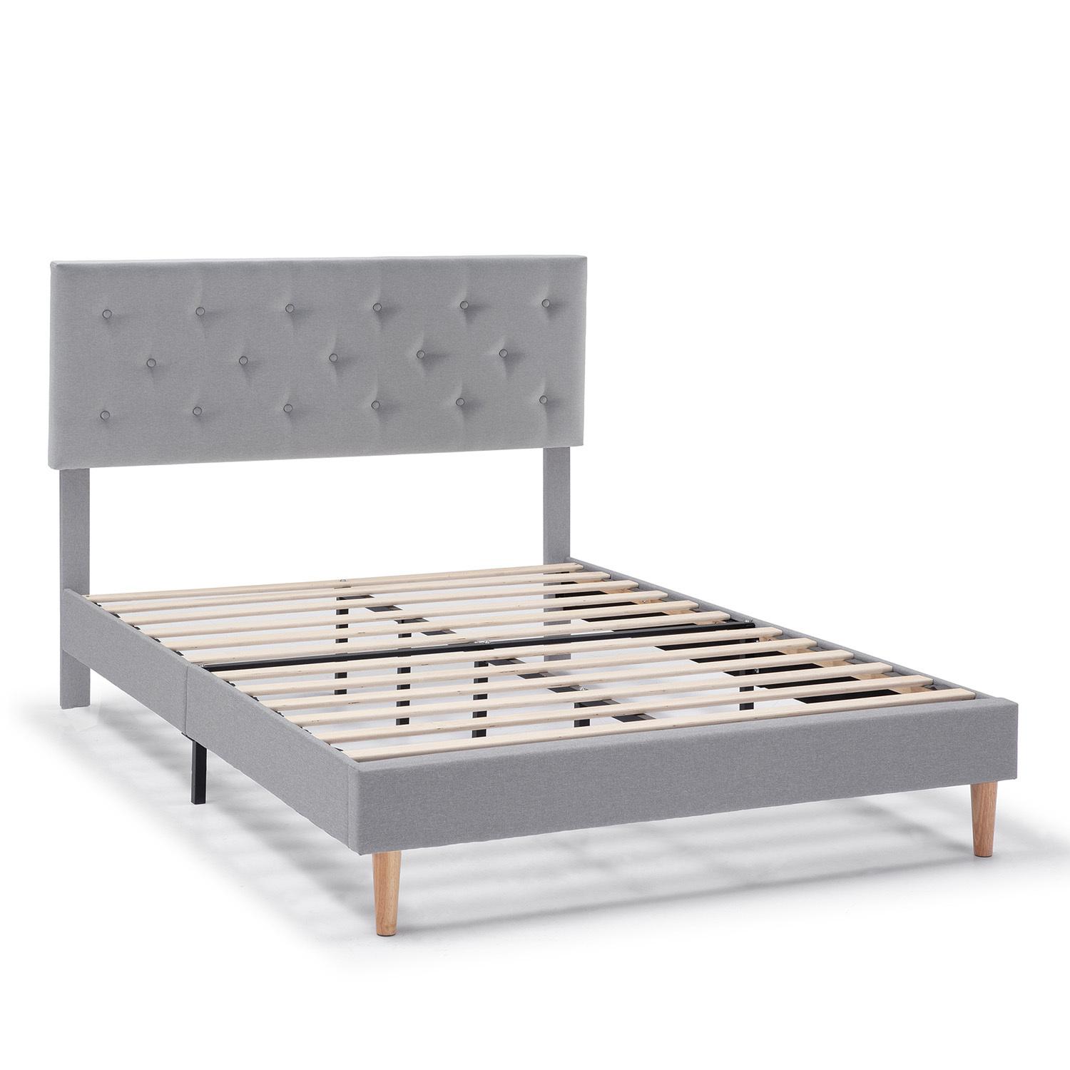 Estructura de cama tapizada Rosi de 30 cm Gris Claro