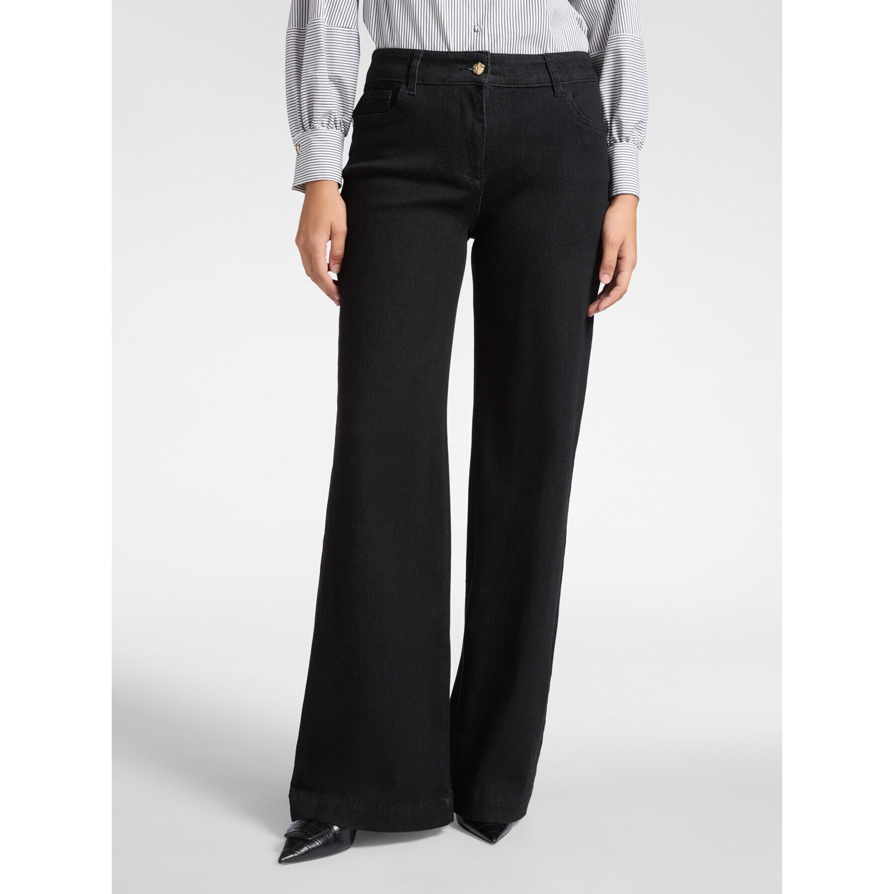 Elena Mirò - Jeans 5 tasche mid wide leg, "Wanda" - Nero