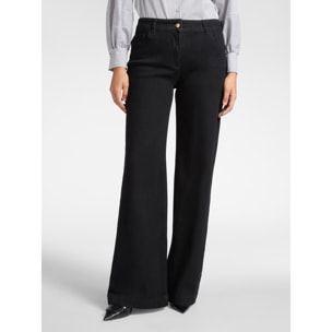 Elena Mirò - Jeans 5 tasche mid wide leg, "Wanda" - Nero