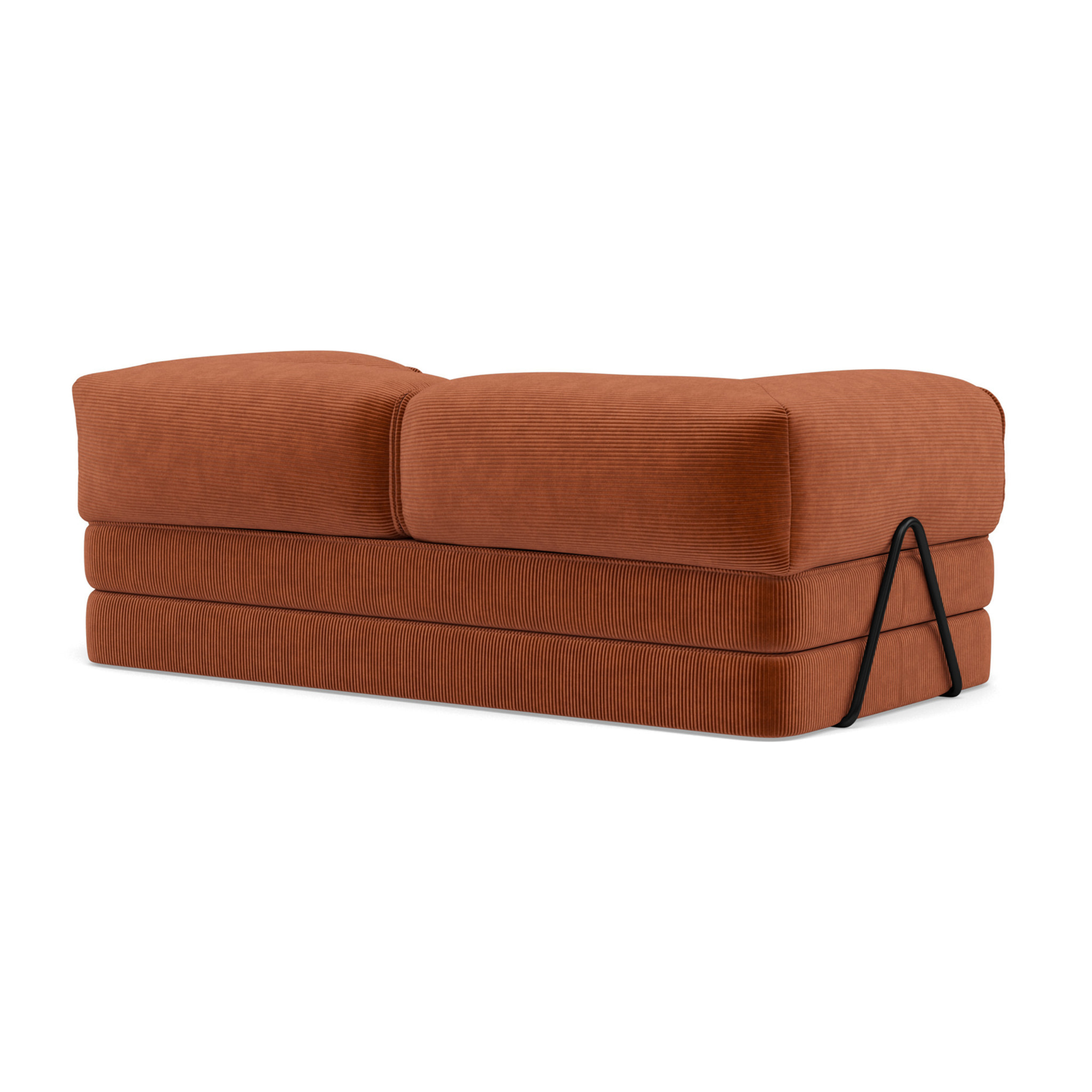 Poppy - canapé 3 places convertible en velours côtelé - Terracotta
