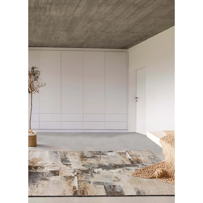 AYDIN Alfombra abstracta de pelo corto en color beige, varias medidas disponibles