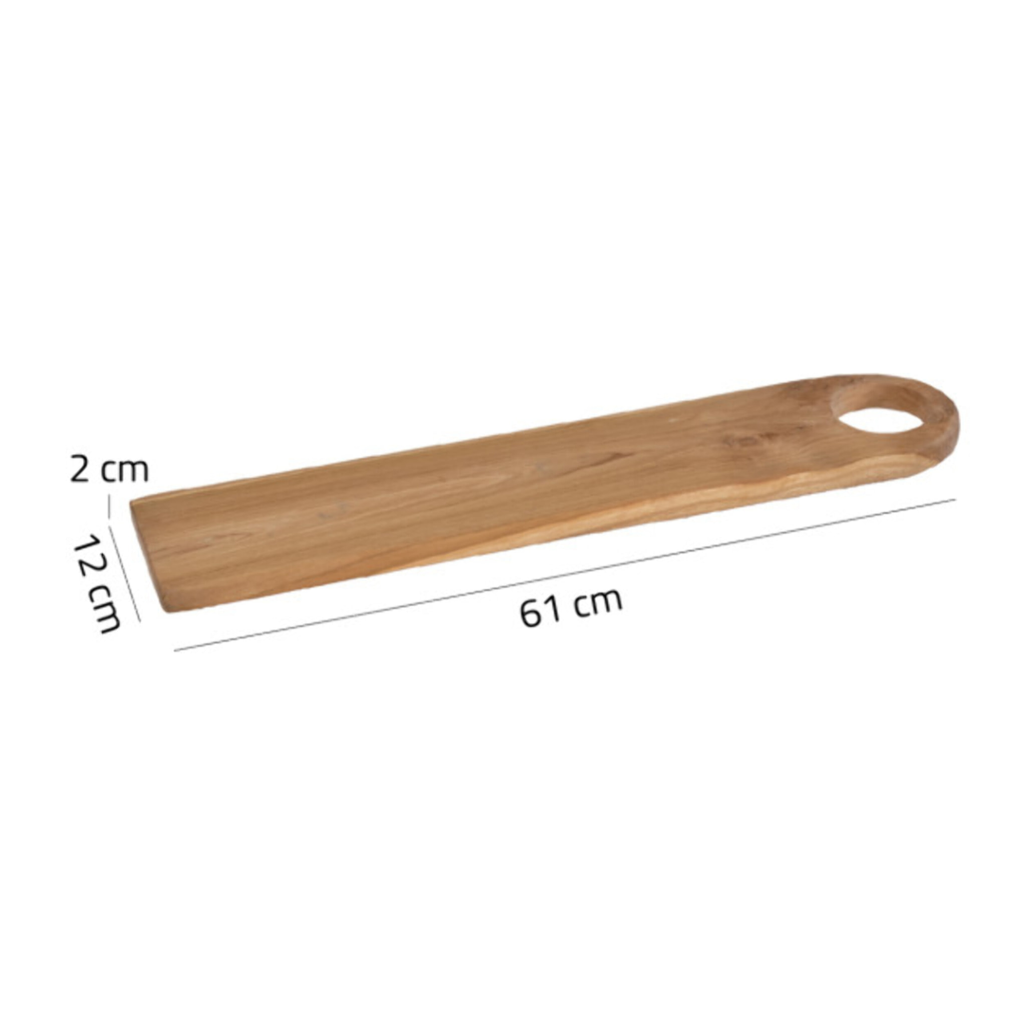 Planche de découpe 61x12 cm avec bout arrondis en bois de teck - LILO