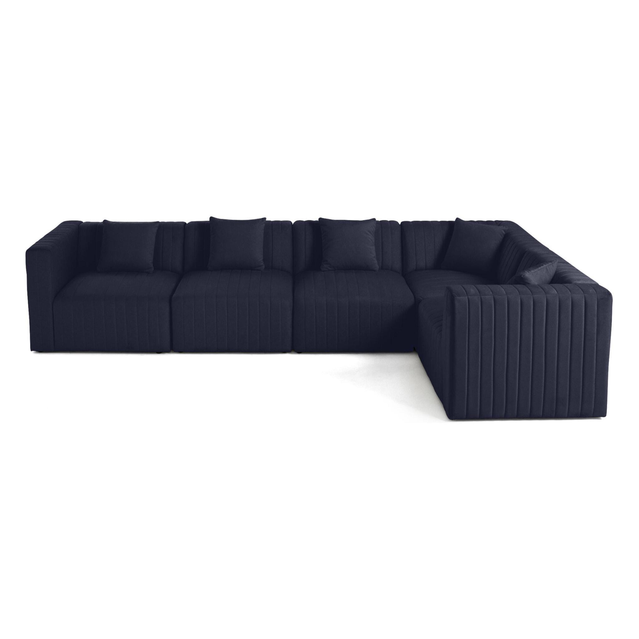 Nova - canapé modulable d'angle réversible - 6 places - en velours - Bleu marine