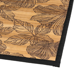 Tapis latte bambou 50x80cm "Black Flora" noir