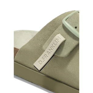 Sandalias Vibe Mujer Cierre Hebilla Color Caqui