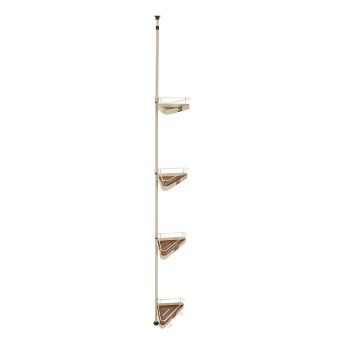 Étagère de douche télescopique Argileo angle 4 niveaux beige