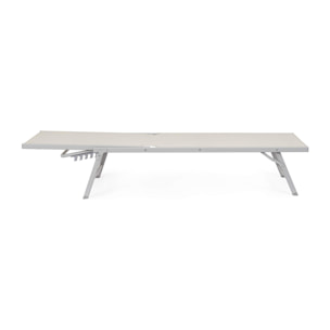 Set di 4 lettini, reclinabili, MACARELLA in alluminio grigio e textilene beige, pieghevoli