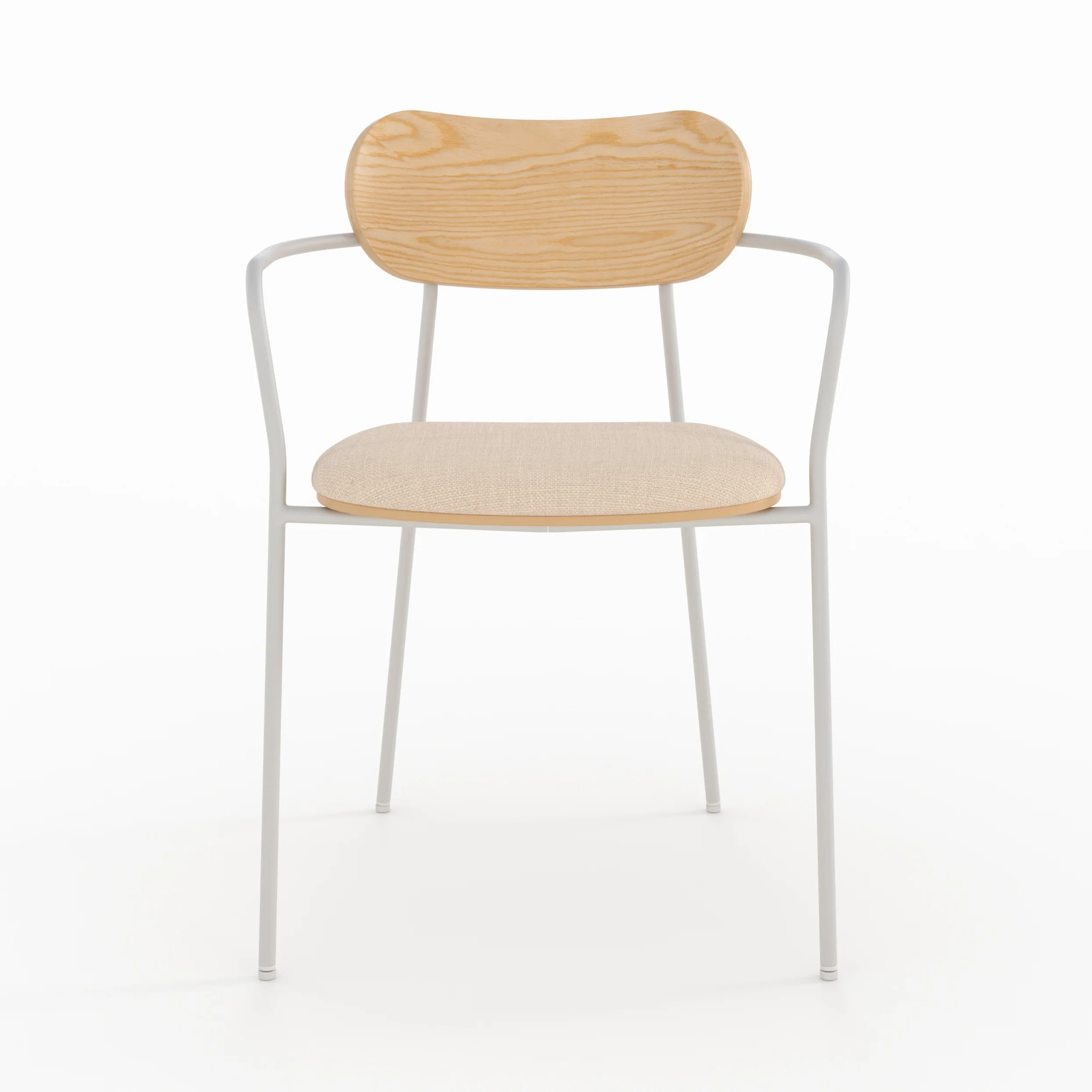Lot de 2 chaises en tissu beige et placage en bois clair - Marine