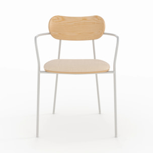 Lot de 2 chaises en tissu beige et placage en bois clair - Marine