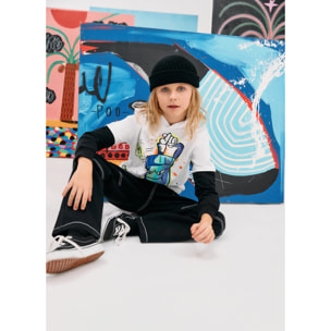 Felpa cappuccio oversize stampa graffiti