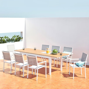 ELIANE Table extensible de jardin 8 places en aluminium et bois