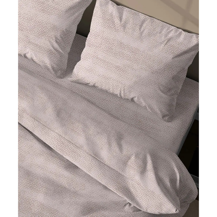 Parure Copripiumino BonBon Beige per letto singolo in 100% Cotone e Made in Italy, moderno pralinato