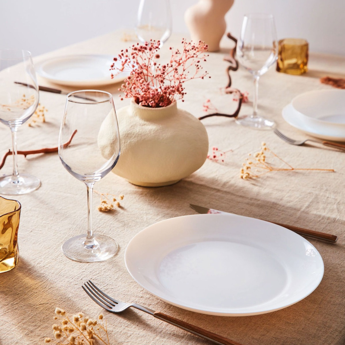 4 assiettes plates blanches 25 cm Apy - Luminarc