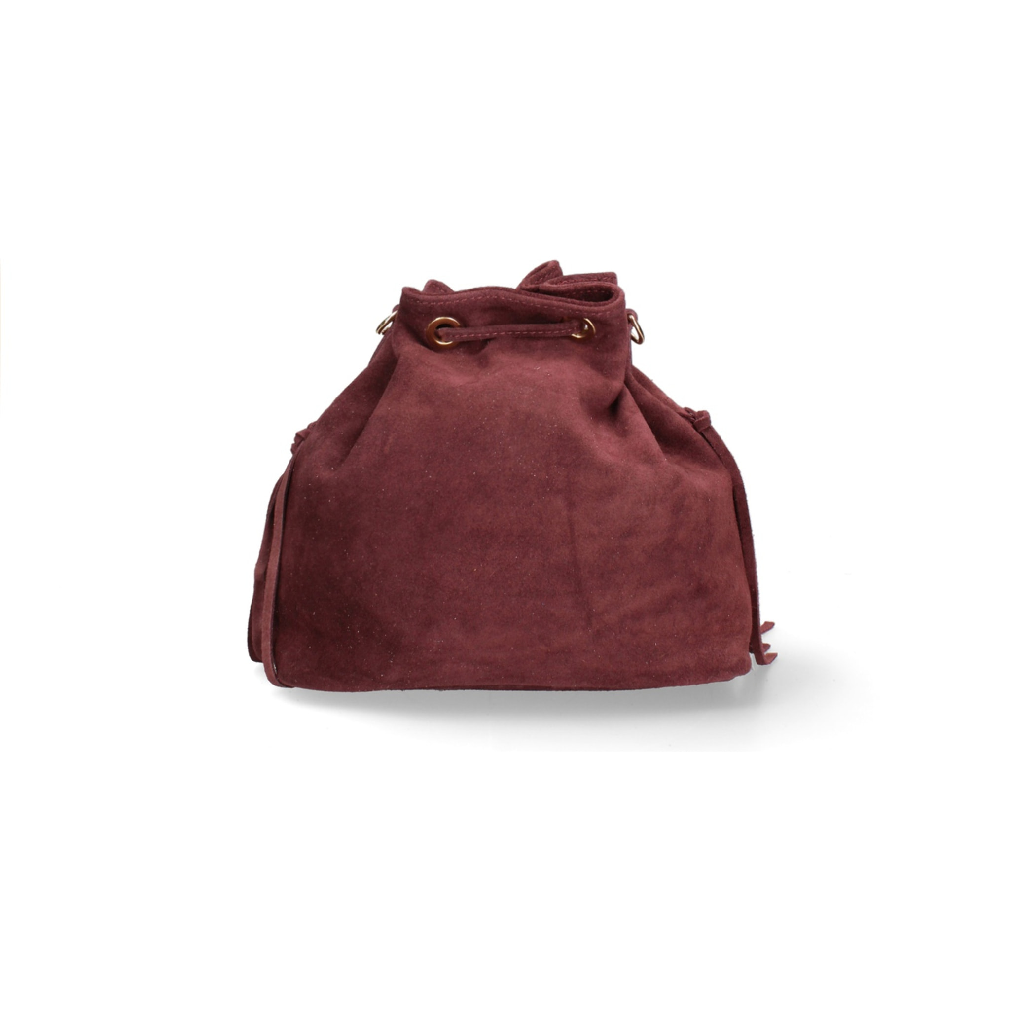 Borsa a secchiello da donna Made in Italy - Modello Umbria Plus - Pelle scamosciata - 25.0 x 22.0 x 13.0 cm