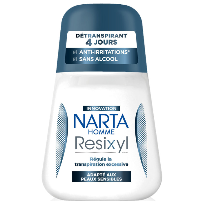 Lot de 12 - Narta Resixyl Homme Déodorant Détranspirant Bille 4 jours Sans Alcool 50ml