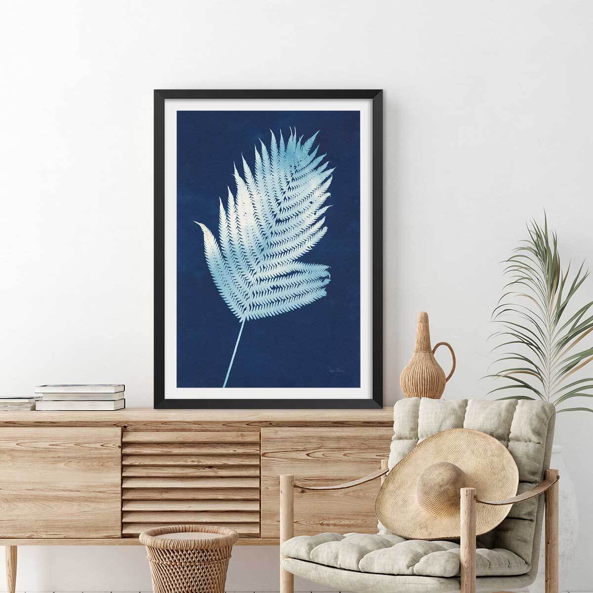 Affiche Fougère d'argent Affiche + cadre en bois - Noir