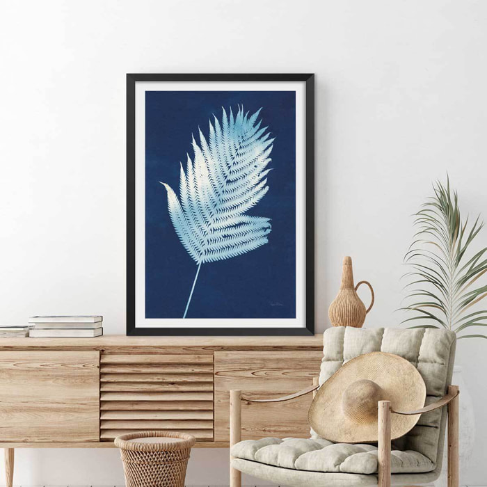 Affiche Fougère d'argent Affiche + cadre en bois - Noir