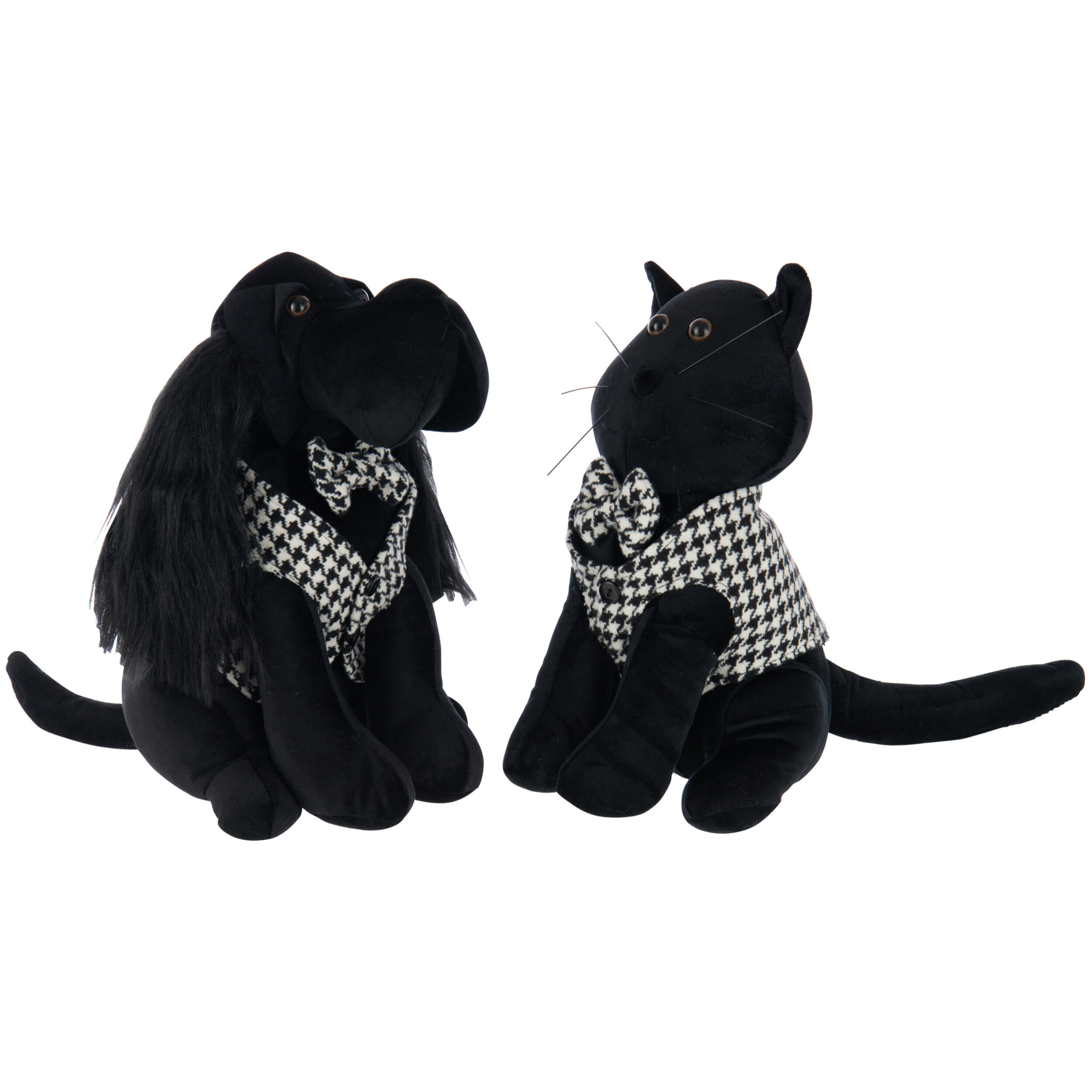 J-Line cale-porte Chat Pied-De-Poule - polyester - noir/blanc