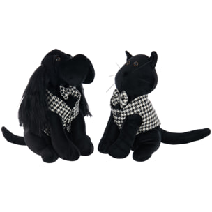 J-Line cale-porte Chat Pied-De-Poule - polyester - noir/blanc