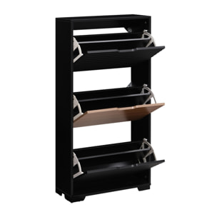Scarpiera in legno con 3 ante a ribalta noce e nero 63x26x125 cm – Toledo