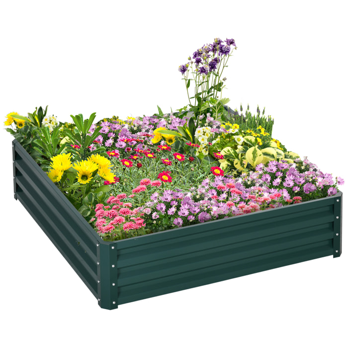Jardinera Exterior Grande Rectangular de Acero Galvanizado Huerto Urbano para Cultivar Plantas Flores Hierba Macetero Grande Exterior con Base Abierta 120x120x30 cm Verde