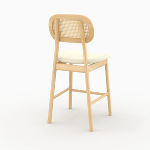 Lot de 2 chaises pour îlot central 64,5 cm en tissu beige - Maria