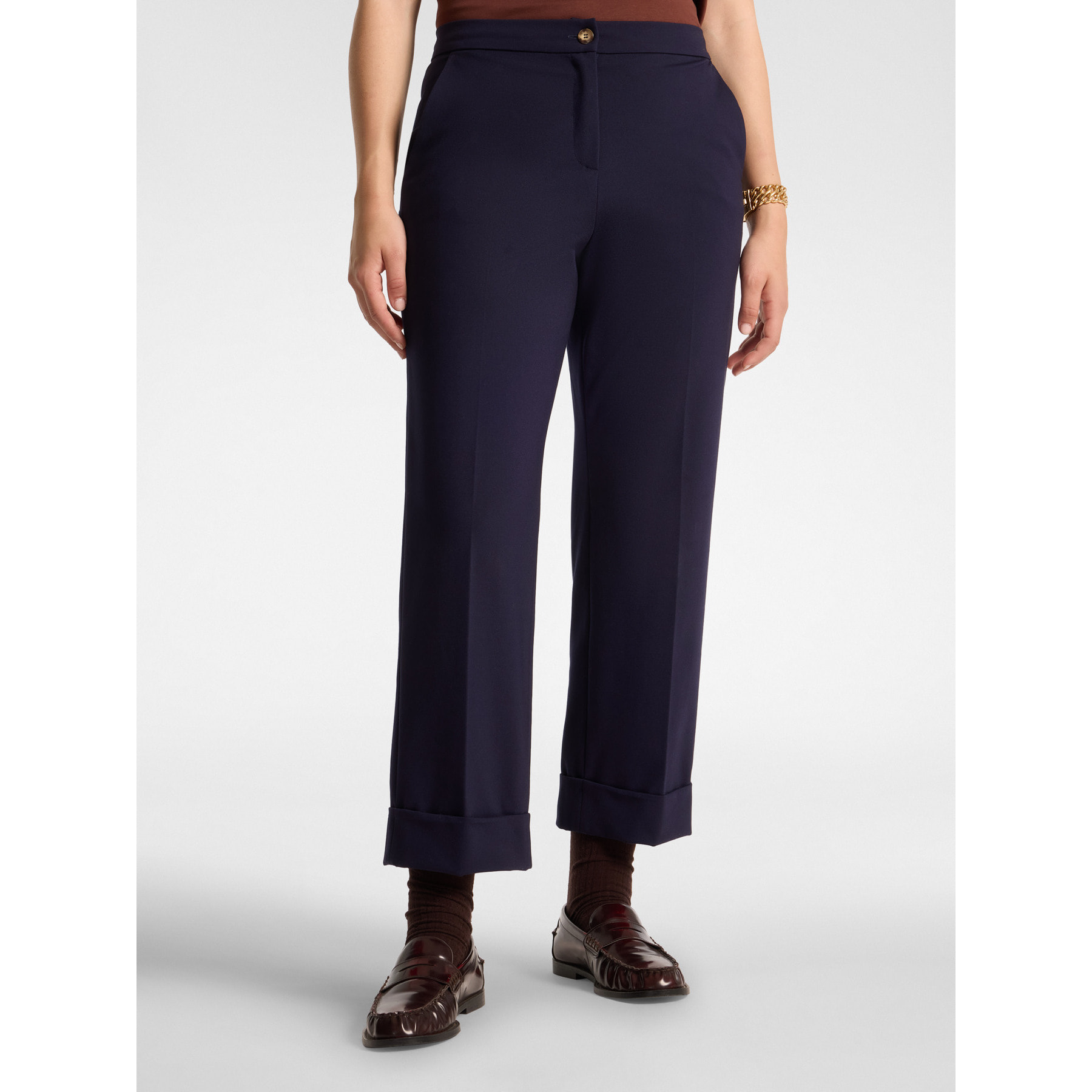 Elena Mirò - Pantaloni chinos in punto milano misto viscosa - Blu