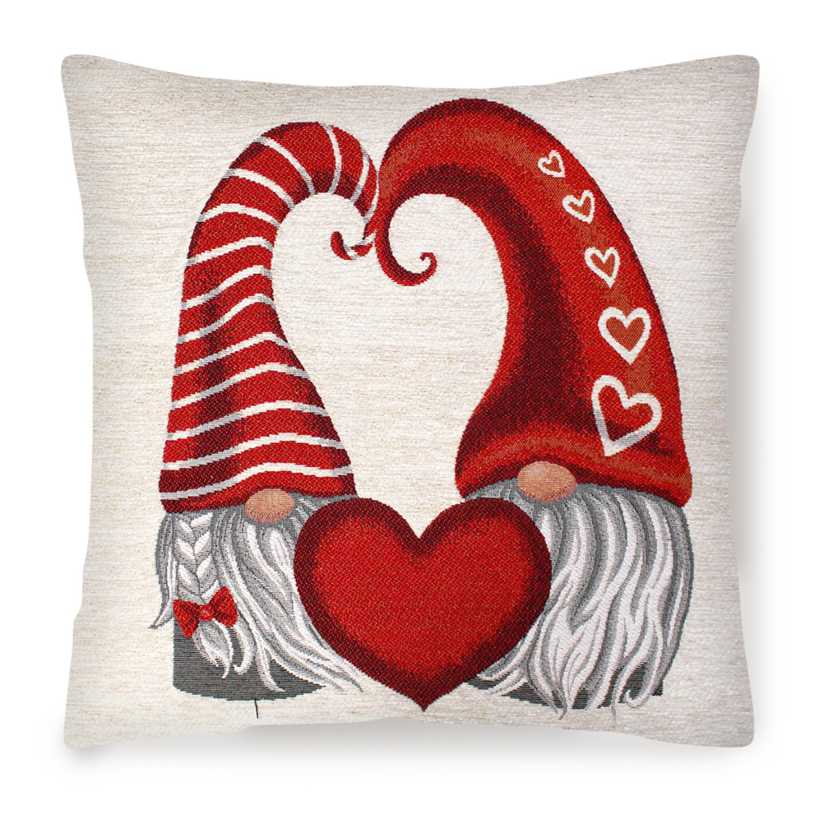 COPPIA CUSCINI NATALIZI JACQUARD SFODERABILI 50X50 CM GNOMI LOVELY
