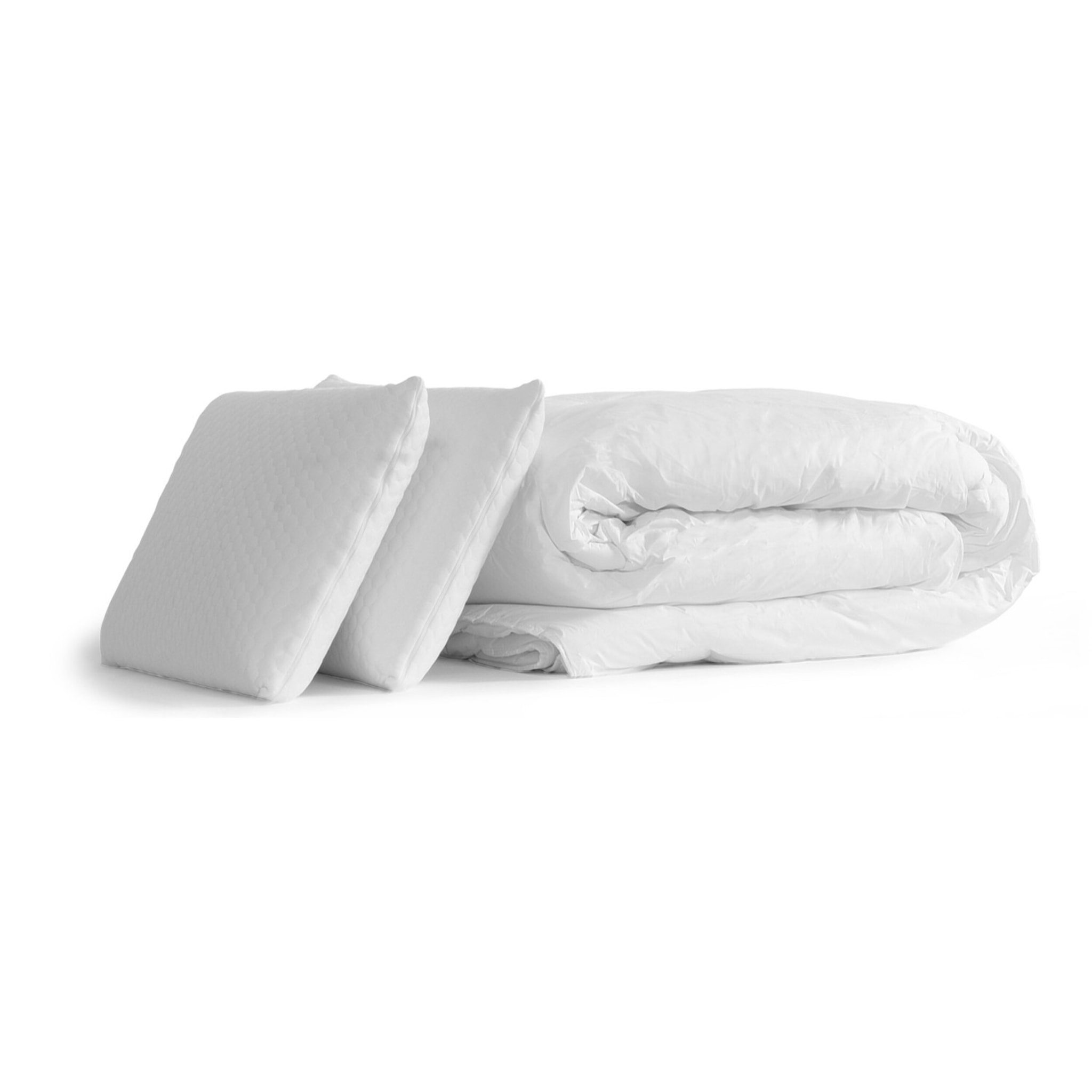 Pack prêt à dormir matelas ENERGY ressorts ensachés et mémoire de forme + sommier kit blanc + Couette + 2 oreillers