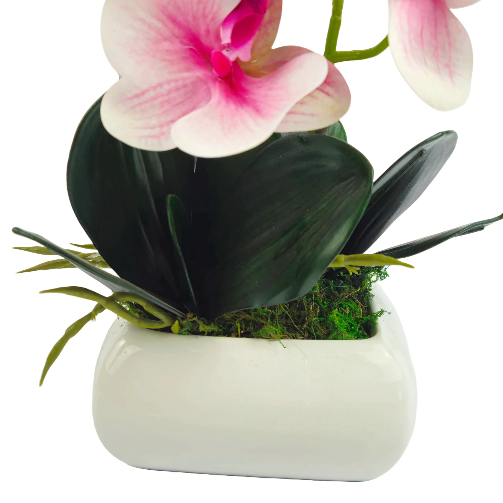 Pianta Artificiale Orchidea con vaso ondulato