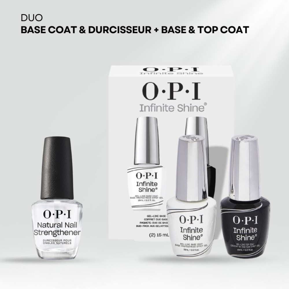Duo Infinite Shine - Base et Top Coat Duo Pack - 30ml Base Coat et Durcisseur - Nail Strengthener - 15ml
