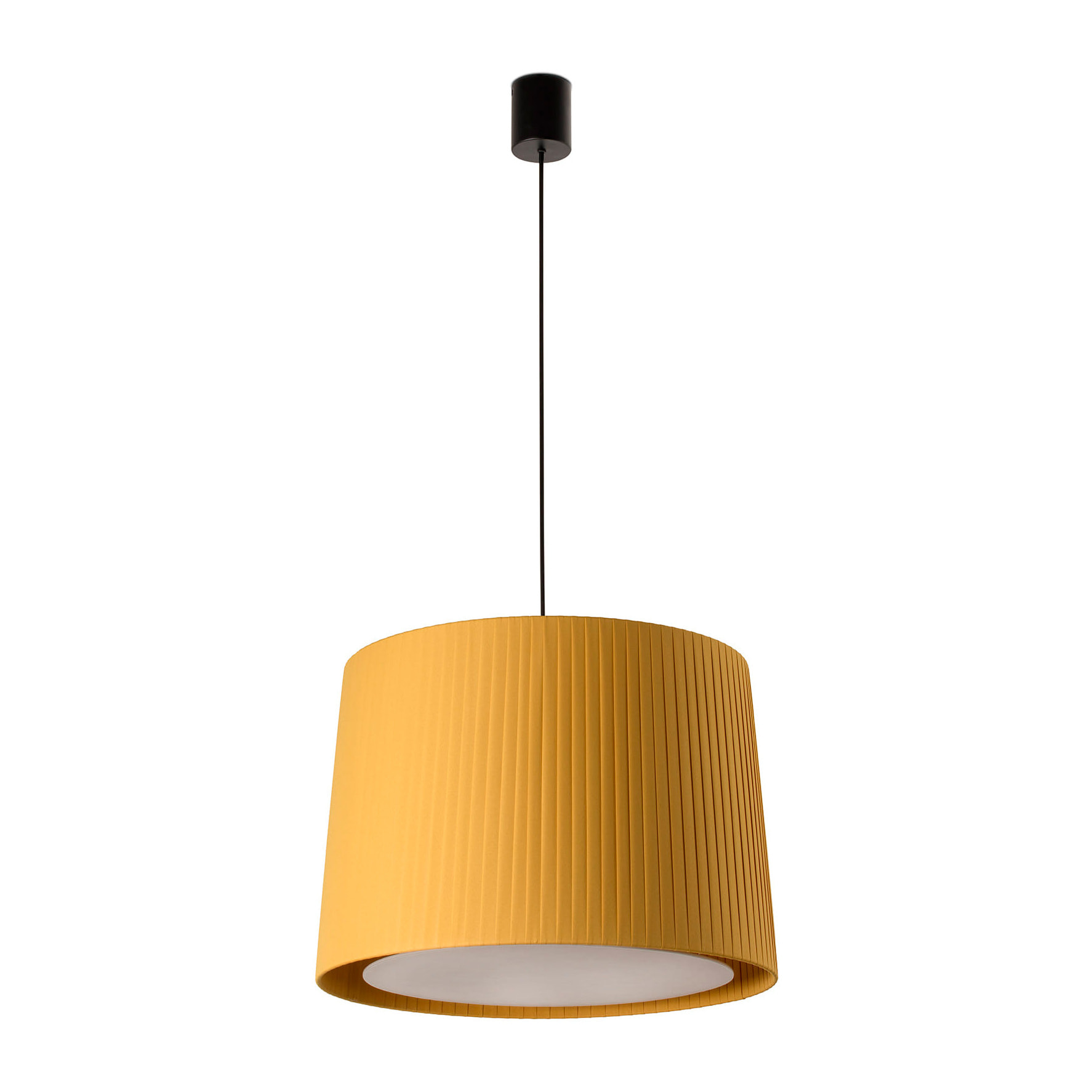 SAMBA Lampe suspension simple noir/enrubanné jaune