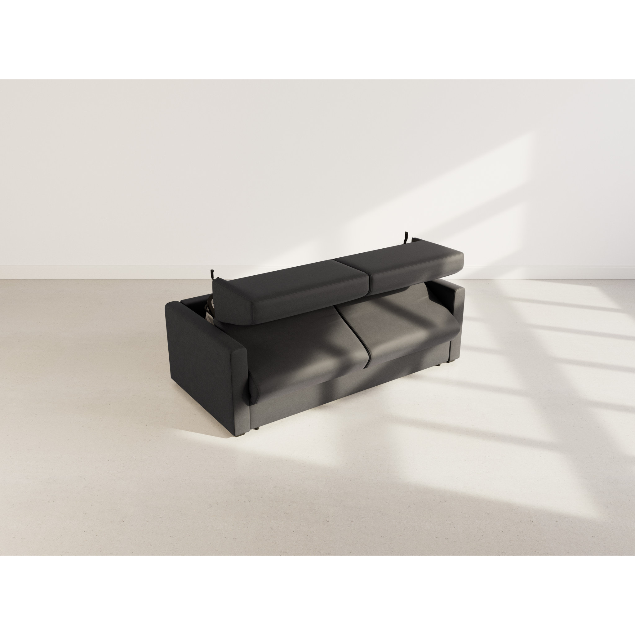 Julia - canapé lit 3 places convertible express couchage quotidien 140 cm matelas 14 cm en tissu - Noir
