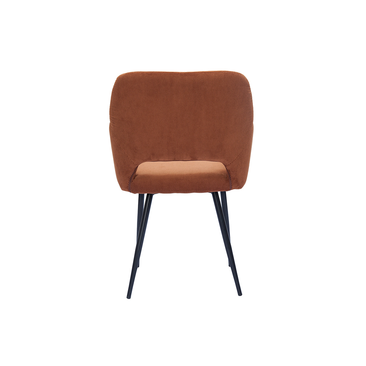 Chaises en tissu velours côtelé terre brûlée et métal noir (lot de 2) LAURETTE