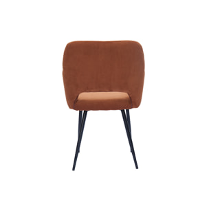 Chaises en tissu velours côtelé terre brûlée et métal noir (lot de 2) LAURETTE