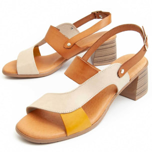 Sandalia de tacón - Marron - Altura: 5 cm