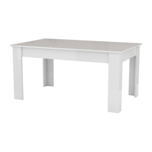 Tavolo per sala da pranzo estensibile, Made in Italy, Tavolo moderno con allunghe, Consolle allungabile, cm 160/210x90h75, colore Bianco lucido