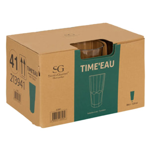 Lot de 6 Gobelets Time'eau transparent 38cl