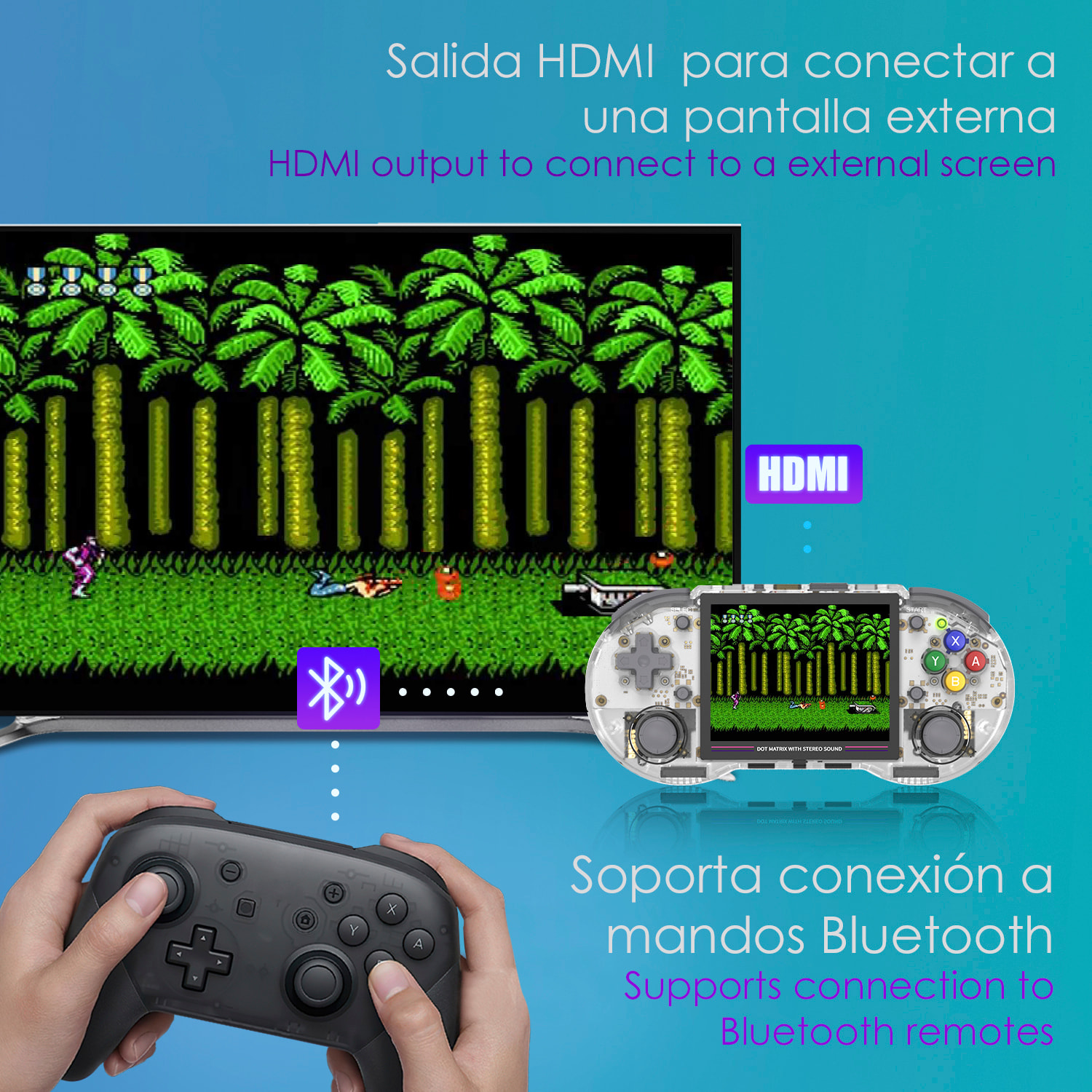 Console emulatore multipiattaforma RG353PS. Schermo IPS da 3,5"; sistema operativo Linux, quad-core da 1,8 GHz, WiFi, 128 GB. +23000 giochi.