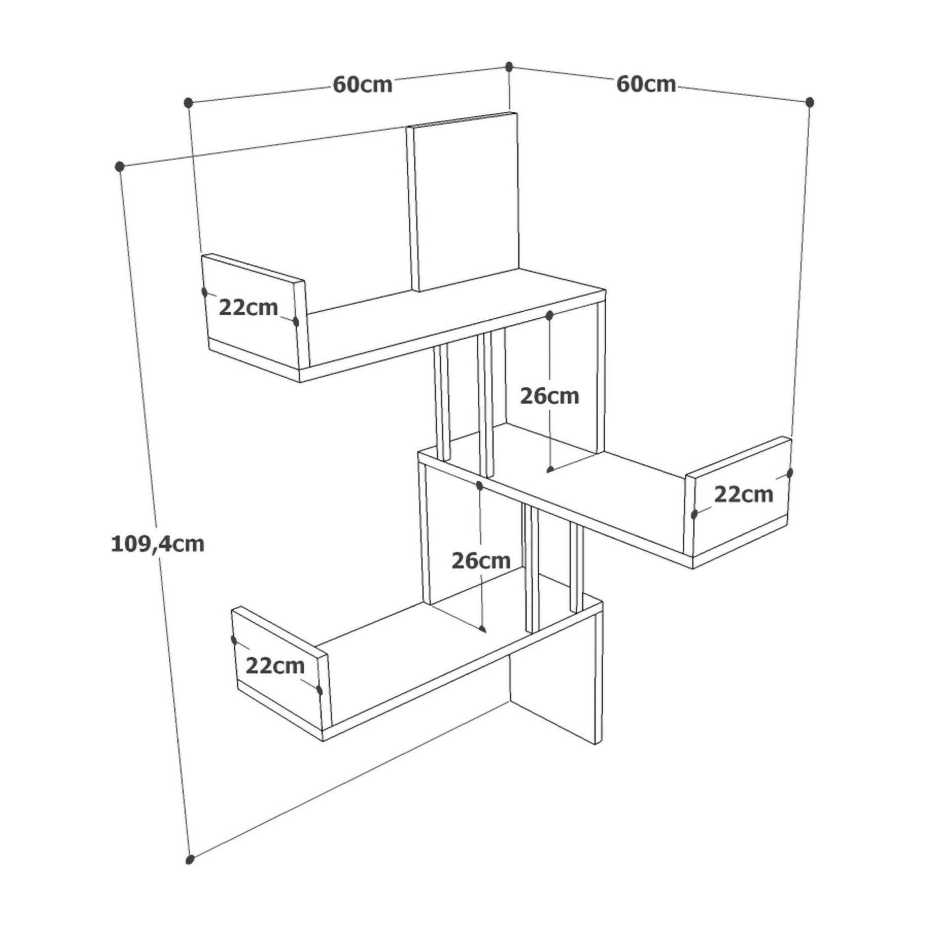 Mensola Dmurator, Scaffale, Ripiano a muro, Scaffalatura multiuso, 60x60h109 cm, Quercia