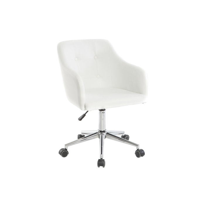 Chaise de bureau à roulettes design blanc et acier chromé BALTIK