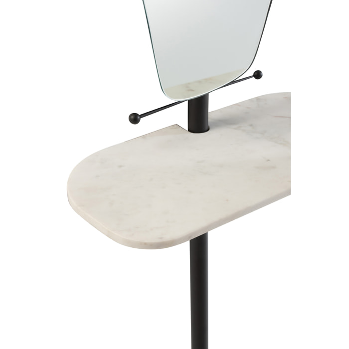 J-Line miroir + planche mural Marbre - métal/verre - blanc/noir - 185 cm hoog