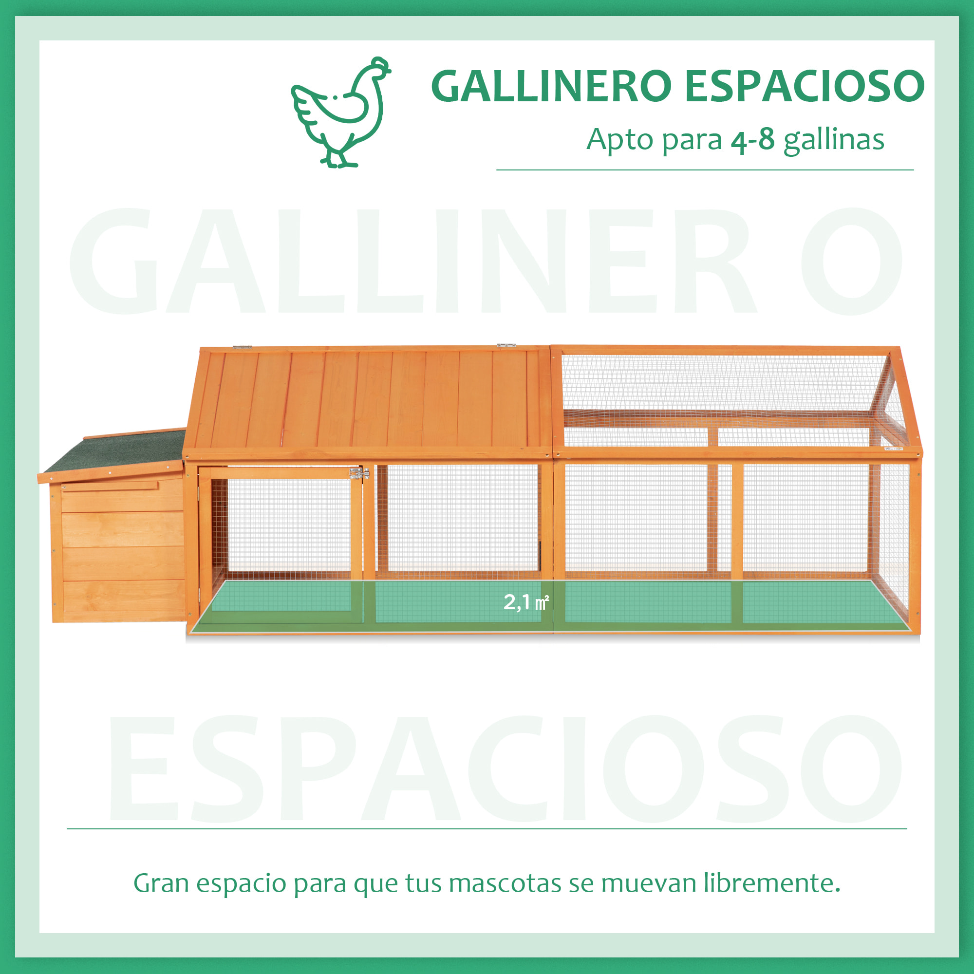 Gallinero de Madera de 2 Pisos para 4-8 Gallinas Techo Abatible 240x112,5x76 cm