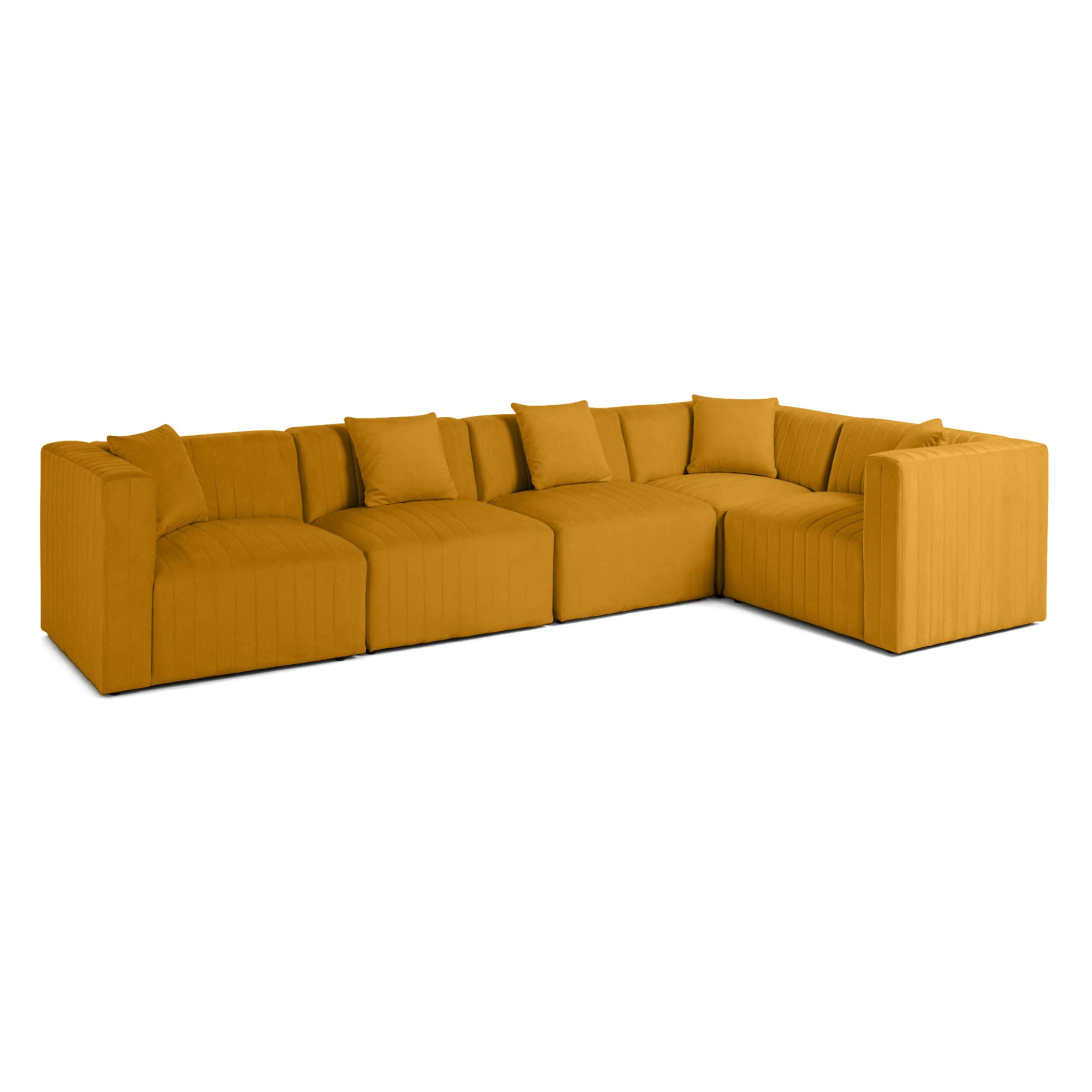 Nova - canapé modulable d'angle réversible - 6 places - avec pouf d'appoint - en velours - Jaune