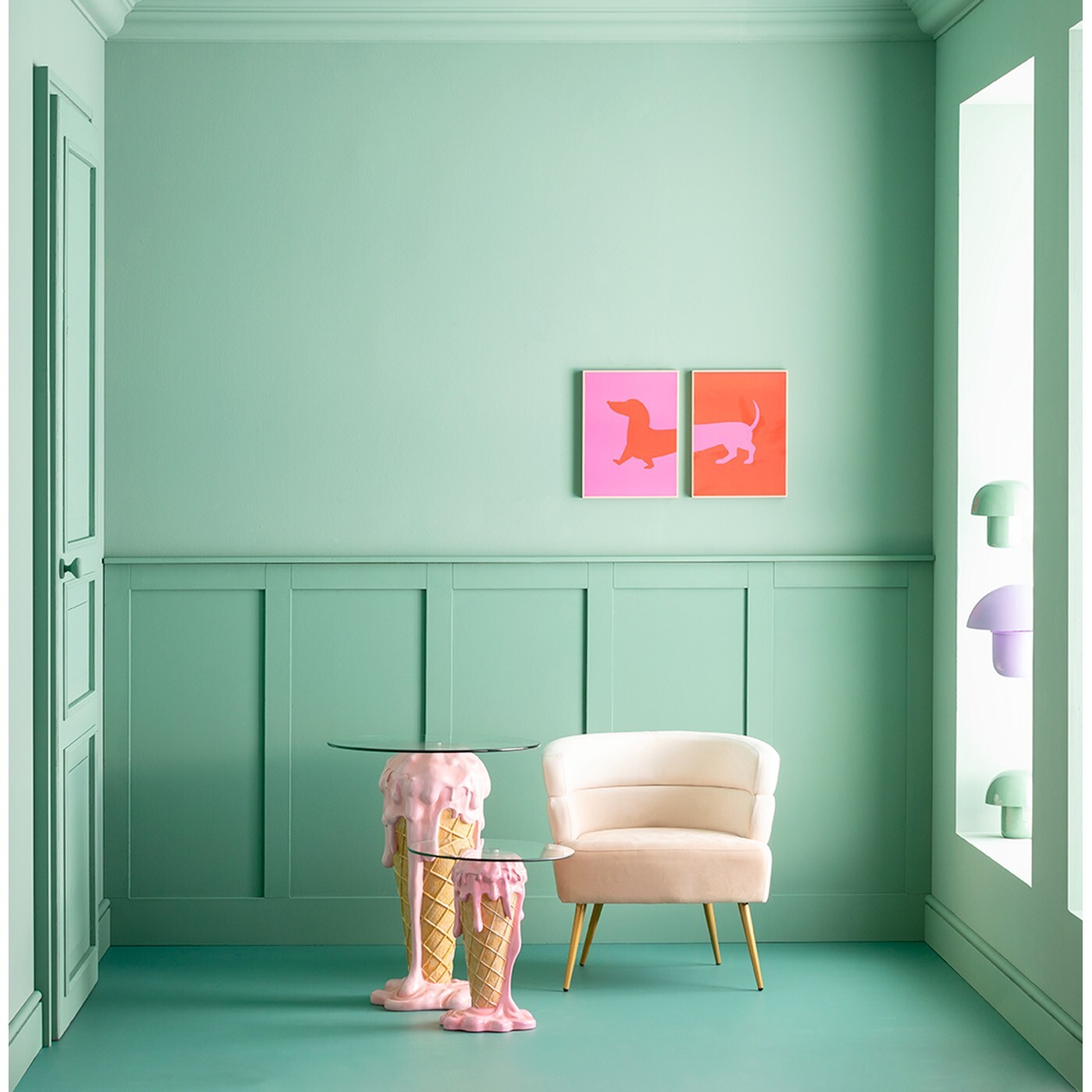 Tableaux teckel rouge et rose set de 2 Kare Design