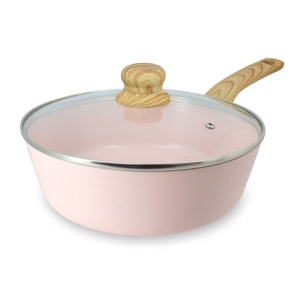 Sauteuse 24cm avec revêtement céramique rose - tous feux COLORAMA