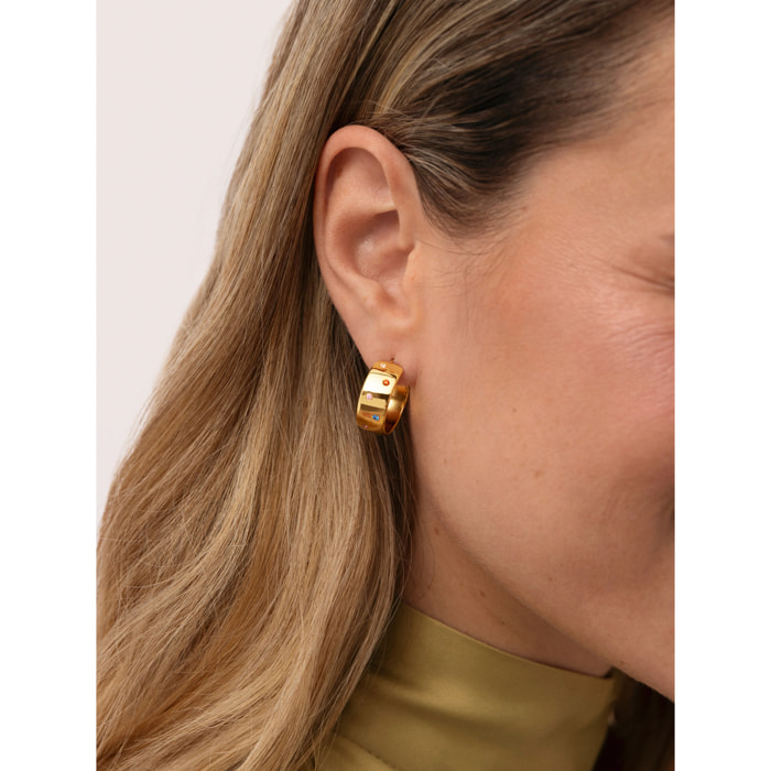 Pendientes Aro Curve Rainbow Acero Baño Oro